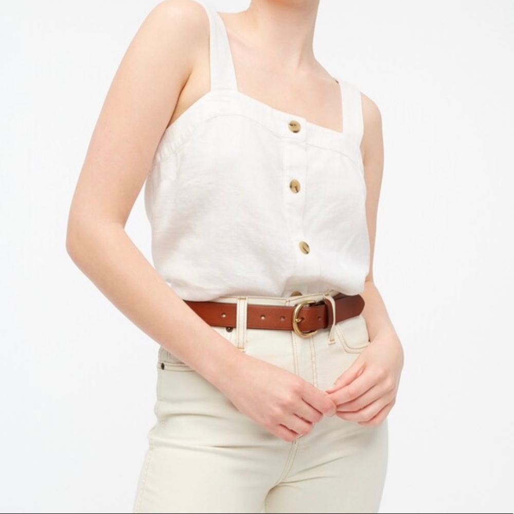 J.Crew Button-Front Linen-Blend Tank-